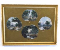 Australian School, set of four oils on leaves in one frame, Australian views