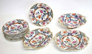 Part 19th century stoneware dinner service with quantity of dinner plates and three serving