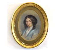 Indistinctly signed and dated 1850, pastel, Portrait of Aunt Sarah Anne, 27 x 19cms, oval