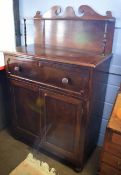 19th century mahogany secretaire cabinet with drop fronted drawer with pigeonholed interior and