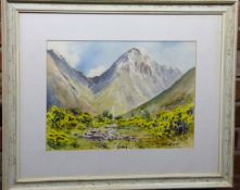 E GRIEG HALL (20TH CENTURY) "Great Gable from Wasdale Head, 15 May 1968" watercolour, signed lower