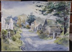E GRIEG HALL (20TH CENTURY) "Winster" watercolour, signed lower right 28 x 38cms