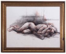 AR MICHAEL D'AGUILAR (1924-2011) Sleeping nude crayon drawing, signed and dated 73 lower right 38