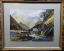 E GRIEG HALL (20TH CENTURY) "Kinloch Hourn, 3 December 1971" watercolour, signed lower right 36 x