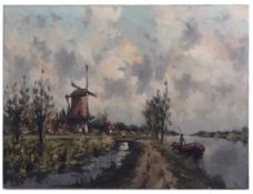 AR TOON KOSTER (1913-1990) Dutch canal scene with Windmill oil on canvas, signed lower left 60 x