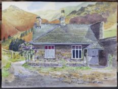 E GRIEG HALL (20TH CENTURY) "Grasmere Cottage" watercolour, signed lower right 28 x 38cms