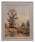 AR JACK MERRIOTT, RI, ROI, RSMA, RWS (1901-1968) Wooded landscape watercolour, signed lower right 36