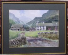 E GRIEG HALL (20TH CENTURY) "Dungeon Ghyll Hotel, Langdale" watercolour, signed lower right 38 x