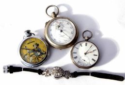 Mixed Lot: silver cased open face lever watch, E J Dent - London, 17955, frosted gilt and jewelled