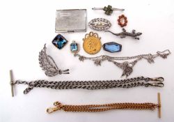 Mixed Lot: costume jewellery to include a white metal and marcasite spray brooch, two metal watch