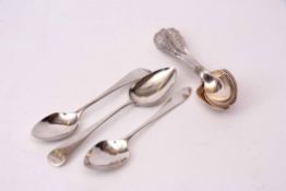 Mixed Lot: three various Old English pattern and other tea spoons, together with five electro-plated