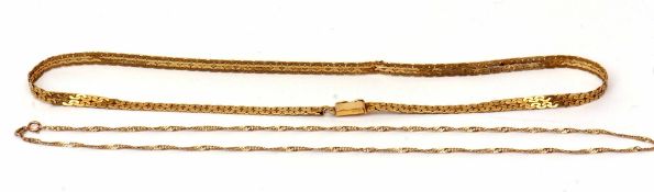 Modern yellow metal snake link necklace, stamped 375, 9ct, 410mm long, together with a 9ct gold