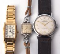 Mixed Lot: 15-jewel steel cased centre seconds wristwatch, Oris, together with a ladies gold