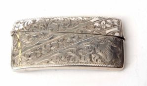 Edward VII calling card case of rectangular form with hinged and tapering cover engraved