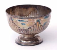 Late Victorian rose bowl of circular form with half-fluted body on a spreading foot, diam 16cms,