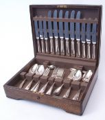 Late 20th century canteen of flatware and cutlery for six comprising dinner forks, dessert forks,