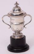 Edward VIII lidded trophy cup with pull off cover in gadrooned border to a polished body with