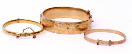 Mixed Lot: three rolled gold hinge bracelets (3)