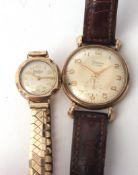 Mid 20th century 9ct gold wrist watch, Timor, the adjusted 21 jewel movement to a signed and