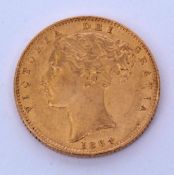 Victorian sovereign dated 1864, shield back