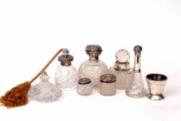 Mixed Lot: six various silver mounted toiletry bottles including toilet water bottle, perfume