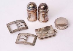 Mixed Lot: two novelty casters, each of domed cylindrical form, Birmingham 1909, maker's mark WV &