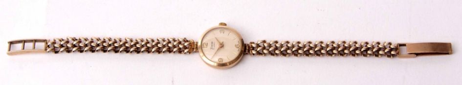 9ct gold ladies wrist watch, Timor, the 17-jewel movement to a signed and silvered circular dial