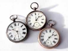 Mixed Lot: three various silver cased open face key wind lever watches, various dates and makers (3)