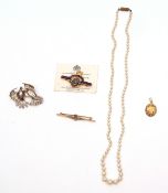 Mixed Lot: 9ct gold lemon citrine pendant, the oval faceted citrine 15 x 10mm, 4 claw set and raised