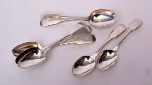 Mixed Lot: seven various Fiddle pattern tea spoons, combined weight approx 132gms, various dates and