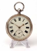 Last quarter of 19th century silver cased open face lever watch, 23486, the frosted and gilt