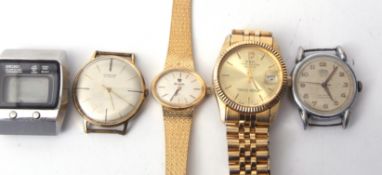 Mixed Lot: five various wristwatches including Hercules, Junghans, Seiko and Nivada and a further