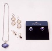 Mixed Lot: box of Swarovski heart pendant and chain, Swarovski boxed heart earrings, Dower & Hall