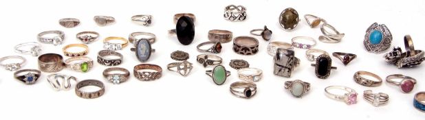 Mixed Lot: large quantity of white metal dress rings, 180gms gross weight