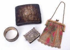 Mixed Lot: hallmarked silver cigarette case, Birmingham 1900, plated serviette ring and an