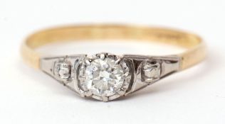 Precious metal diamond single stone ring, a brilliant cut diamond, 0.20ct approx, in a coronet