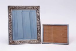 Mixed Lot: large silver mounted easel backed dressing table mirror of rectangular form with embossed