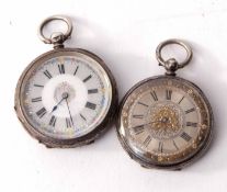 Mixed Lot: two various silver cased open face cylinder fob watches, the first S & Co, Cole & Son,