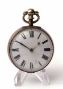 Early 19th century silver cased verge watch, 7453, frosted and gilt movement with pierced and