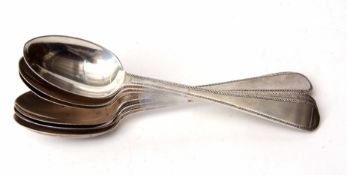 Six Edward VII Old English feather edge pattern tea spoons, combined weight approx 112gms, London