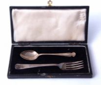 Cased spoon and fork, various dates and makers