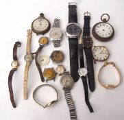 Mixed Lot: two various pocket watches, together with 14 various wrist watches (conditions vary