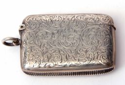 Edward VII vesta case of rectangular form with hinged and sprung cover and all over engraved