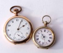 Mixed Lot: early 20th century gold plated open face keyless lever watch, Limit, the jewelled