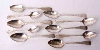 Mixed Lot comprising ten various Old English pattern and Fiddle pattern tea spoons, combined