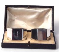 Two George VI hexagonal plain and polished napkin rings, combined wt approx 69gms, Sheffield 1942,