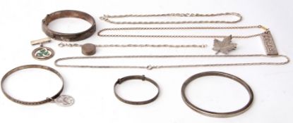 Mixed Lot: hallmarked silver ingot pendant and silver hinge bracelet, hallmarked silver enamel