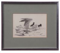 AR JOHN BUSBY, SWLA (born 1929) Terns pair of monotone watercolours, both signed and dated 81 13 x
