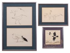 EDDY ANDERSON (20TH CENTURY) "Hooded Crows over the marshes at Holkham" mixed media, initialled