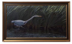C J F COOMBES (20TH CENTURY) Heron (reproduced in TOMORROW IS TOO LATE) acrylic, signed and dated